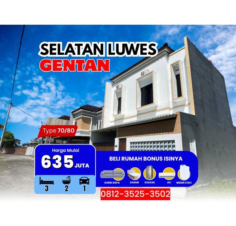 Dijual Rumah 2 Lantai, Tipe 70, 3KT, 2KM, SHM, Dekat Balepadi, Arah Luwes Gentan - Sukoharjo