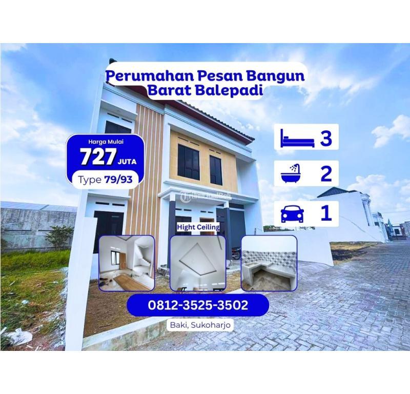 Jual Rumah 2 Lantai LT 93 m2 di Barat Balepadi - Sukoharjo