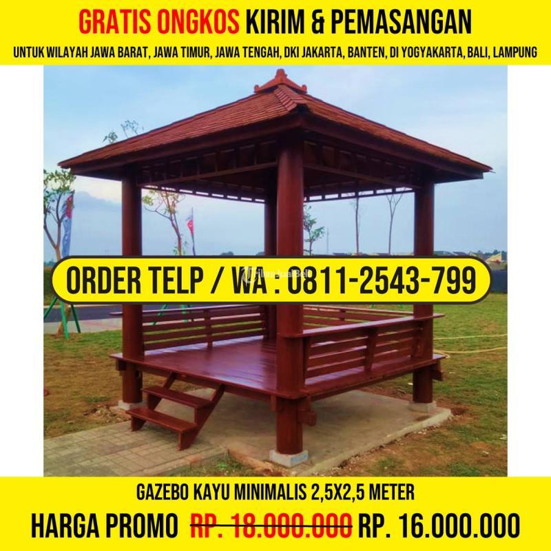 Gazebo Minimalis 2,5x2,5 Atap Sirap Ulin - Bogor