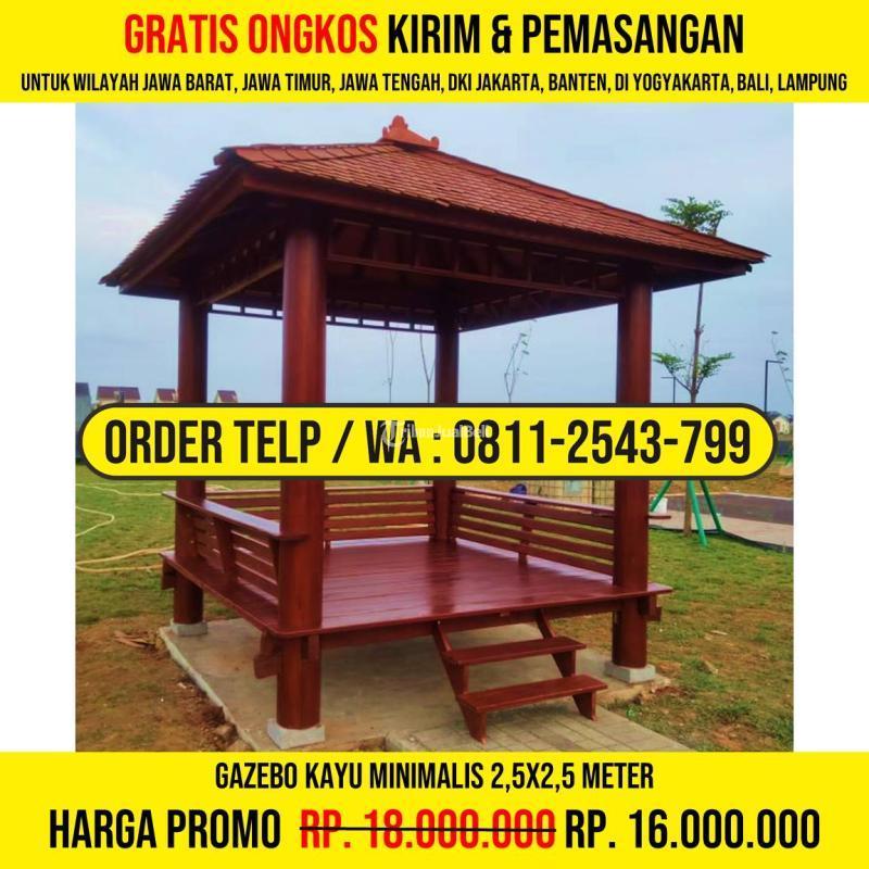 Gazebo Minimalis 2,5x2,5 Atap Sirap Ulin - Bogor