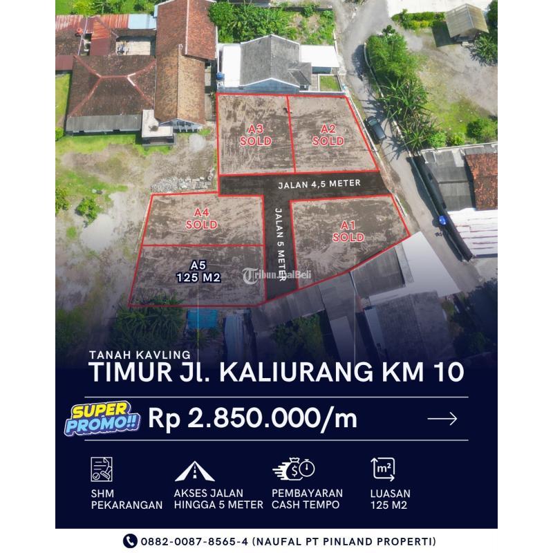 Jual Tanah Kavling Luas 125 m2 Siap Bangun Timur Jl. Kaliurang Km 10 Pasar Gentan - Sleman
