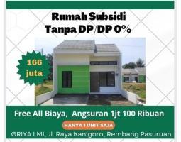 Dijual Rumah Subsidi, Tipe 60, 2KT, 1KM, SHM, DP 0, Free All Biaya, Griya LMI - Pasuruan