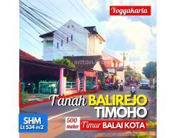 Dijual Tanah Strategis Jogja Timoho Jalan Balirejo Lt 534 m2 ld 14 m SHM - Yogyakarta