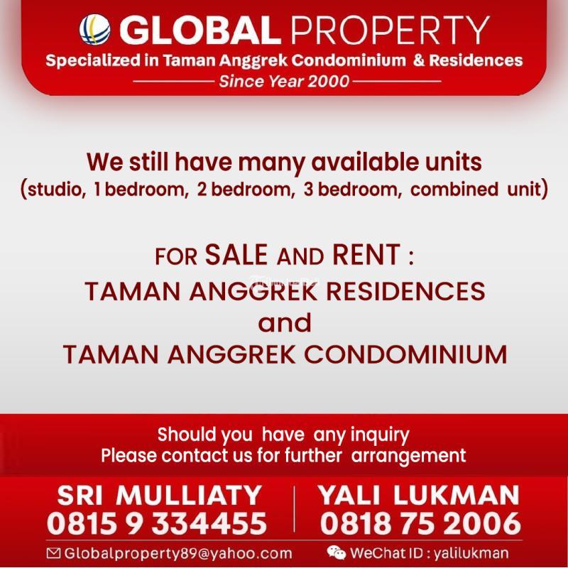 Dijual Apartemen Good Condition, Taman Anggrek Condominium 2 Kamar Tidur, Fully Furnished - Jakarta Barat