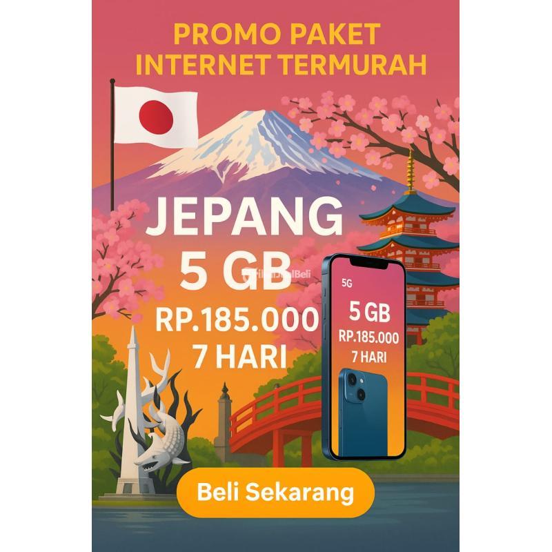Paket Internet Jepang 5GB Cuma Rp185.000 Berlaku 7 Hari - Surabaya