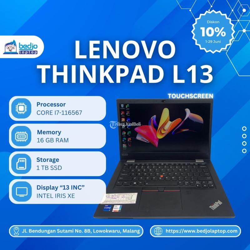 Dijual Laptop Second, LENOVO THINKPAD L13 LIMITED, CORE I7-116567 INTEL IRIS XE GRAPHICS, RAM 16GB, SSD 1TB, Touchscreen, Garansi 1 Bulan, Kondisi Normal, Kelengkapan Tas dan Cas - Malang