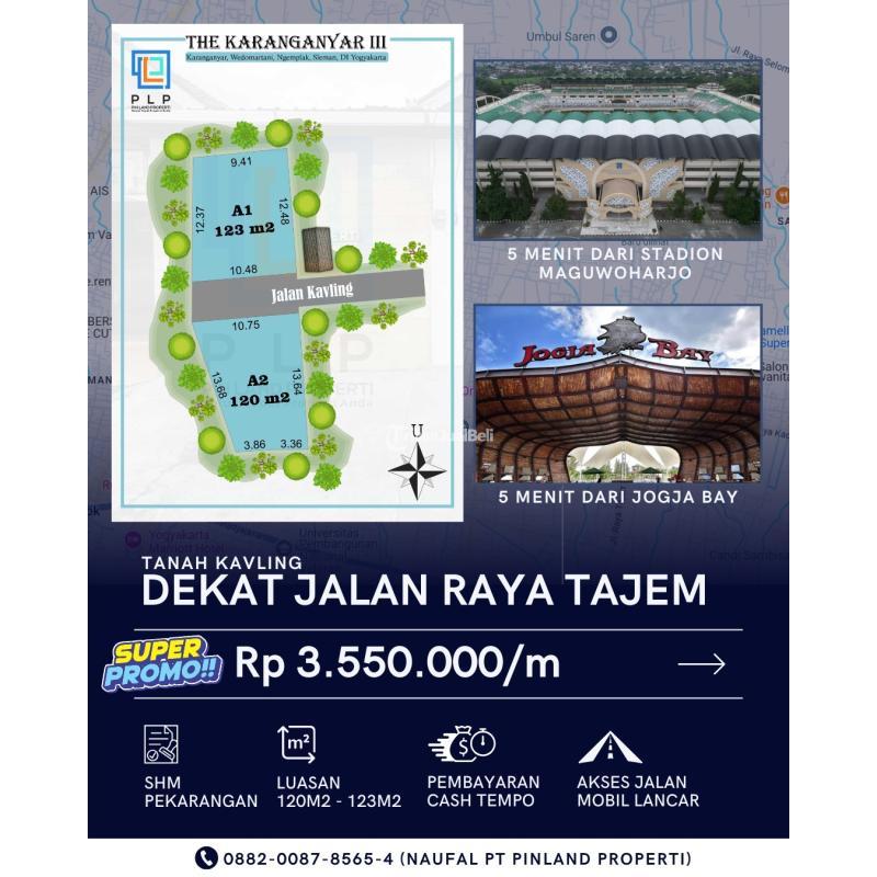 Dijual Tanah Kavling Luas 120m2 SHM Dekat Jalan Raya Tajem Dan Stadion Maguwoharjo - Sleman