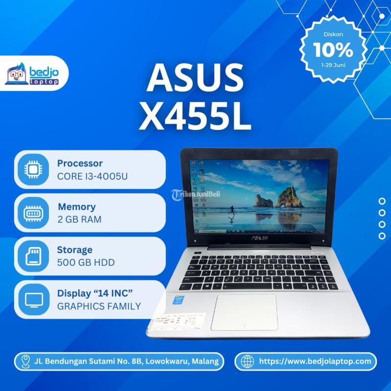 Dijual Laptop Second ASUS X455L, CORE I3-4005U, GRAPHICS FAMILY, RAM 2GB, HDD 500GB - Malang