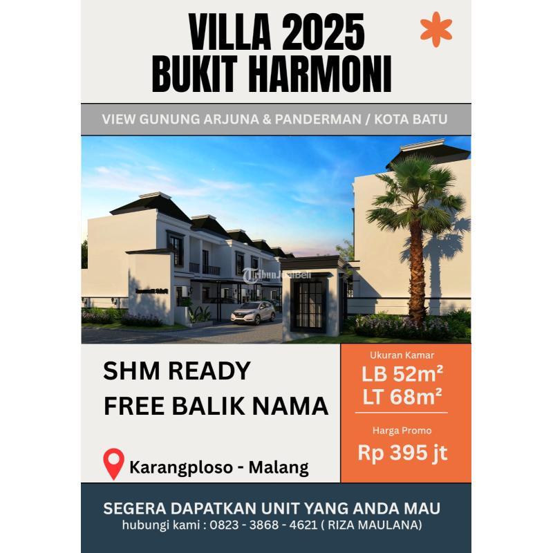 Dijual Villa View Gunung Arjuna Tipe 52 2KT 2KM SHM - Malang