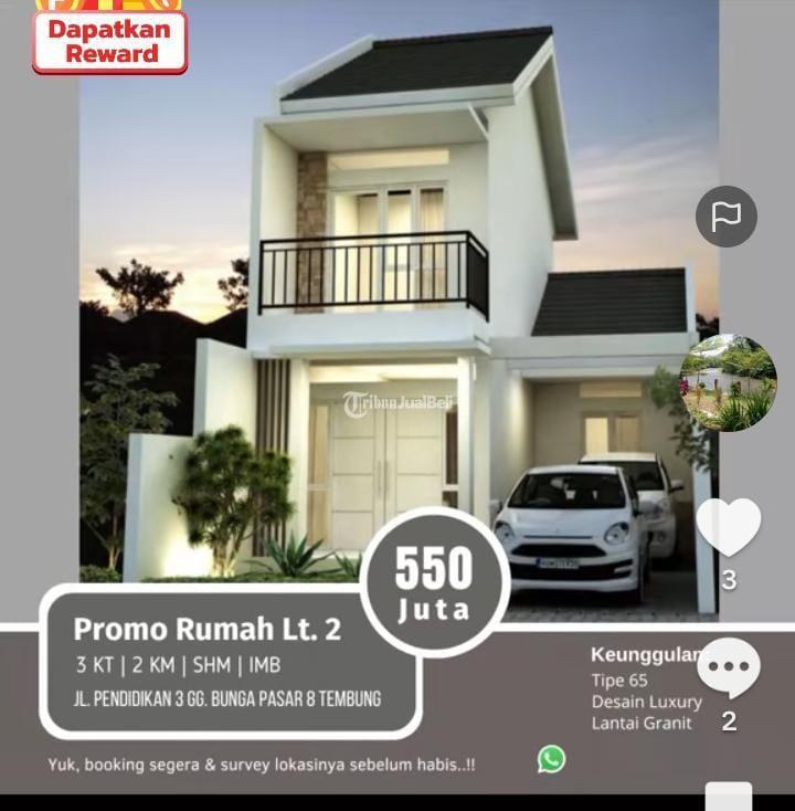 Rumah 2 Lantai Tipe 65 Dijual Harga Promo Dekat Kebandara Kuala Namu - Deli Serdang