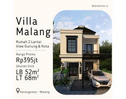 Dijual Rumah Villa, Bangunan Baru, Tipe 52, 2KT, 2KM, SHM, View Gunung Arjuna dan Kota Batu - Malang