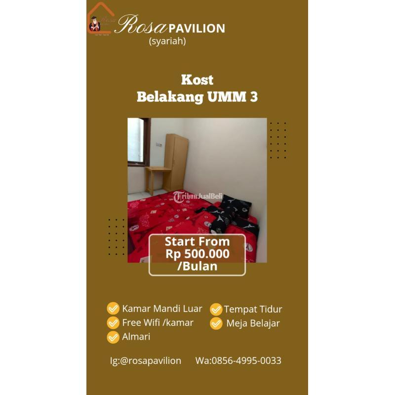 Disewakan Kos Putri, Fasilitas Lengkap, Lokasi Strategis, AksesTterbatas dan CCTV 24 Jam, Rosa Pavilion - Malang