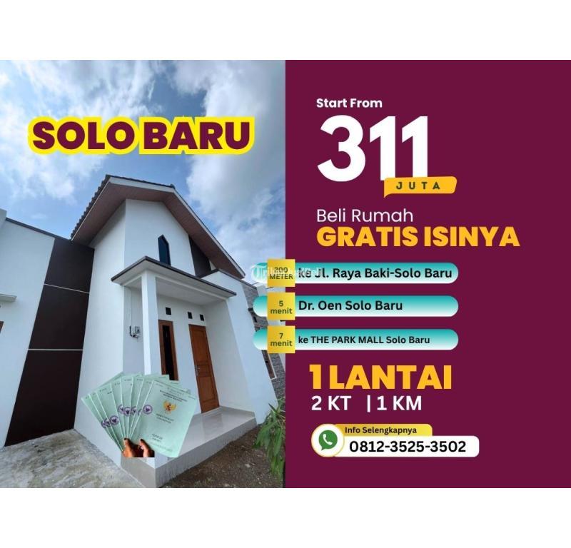 Jual Rumah Shm Baru Tipe 36 Harga 311 Juta Dekat Solo Baru - Sukoharjo