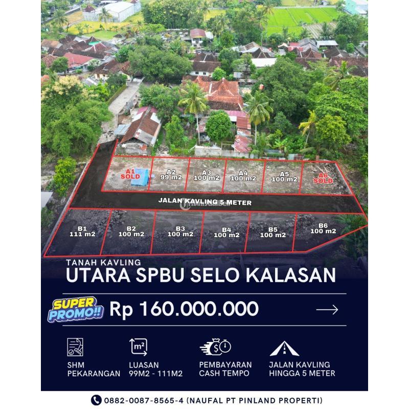 Jual Tanah Shm Luas 100 m2 Utara Exit Tol Fungsional Tamanmartani, Hanya 200 Meter Dari Jl. Raya - Sleman
