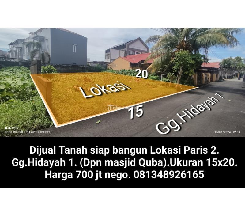 Dijual Tanah, Luas 300m2, SHM, Siap Bangun, Lokasi Paris 2, Gg. Hidayah 1, Depan Masjid Quba - Pontianak
