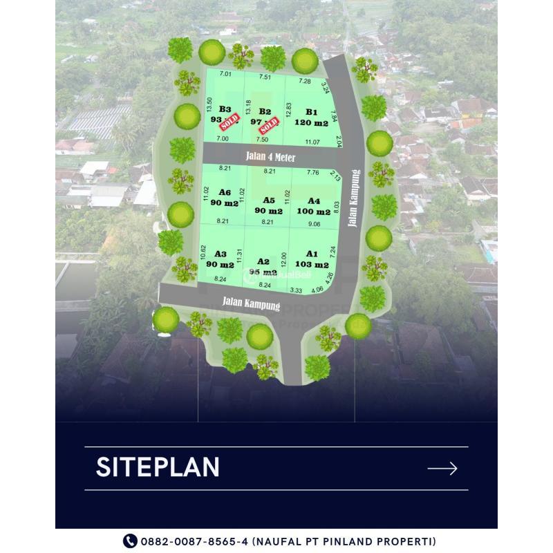 Jual Tanah Kavling Luas 90 m2 SHM Dekat Pasar Pakem Dan Rs Panti Nugroho - Sleman
