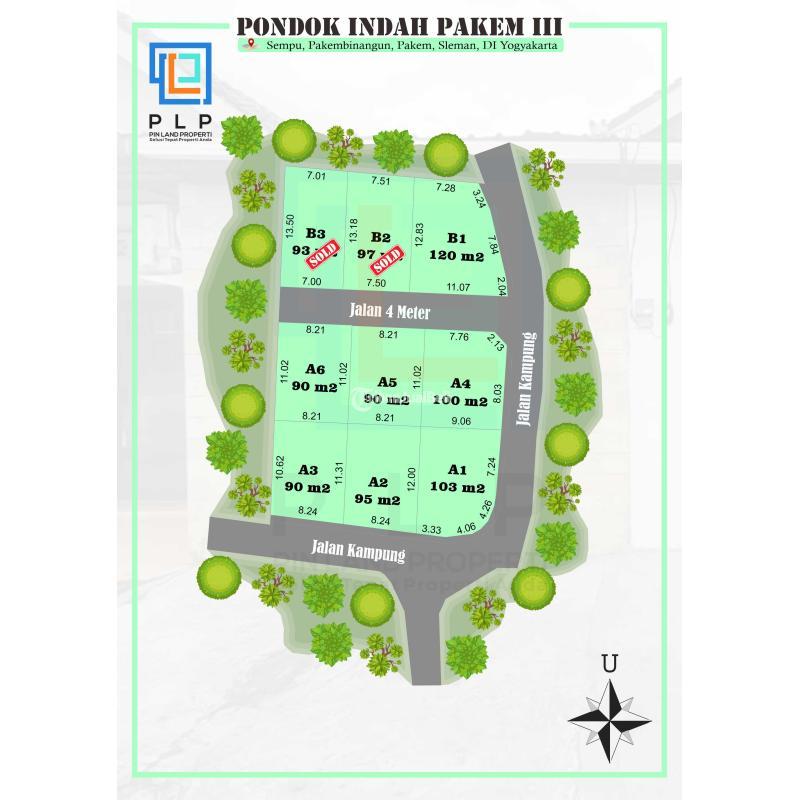 Jual Tanah Kavling Luas 90 m2 SHM Dekat Pasar Pakem Dan Rs Panti Nugroho - Sleman