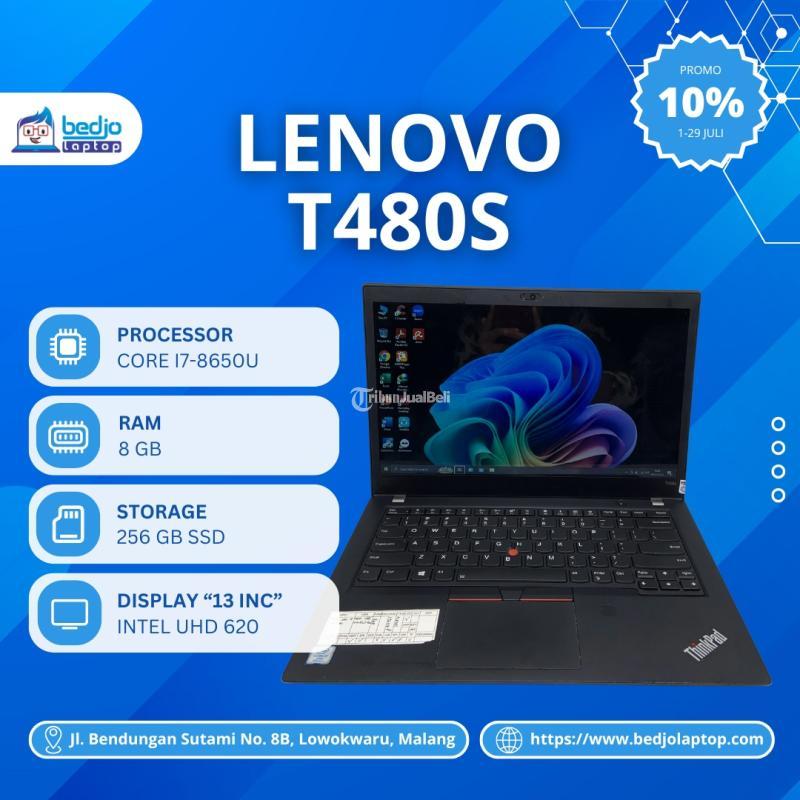 Dijual Laptop Bekas, LENOVO T480S, CORE I7-8650U, INTEL UHD GRAPHICS 620, RAM 8 GB, SSD 256 GB - Malang