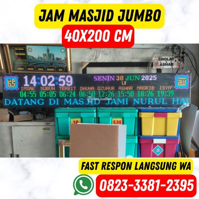 Jam Digital Masjid Jumbo 2 M RunningText Waktu Sholat Otomatis - Way Kanan