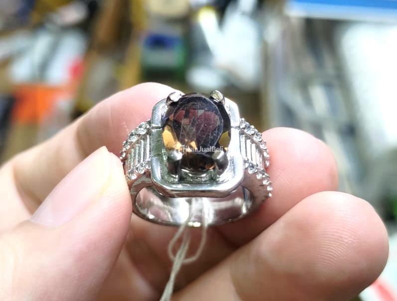 Cincin Batu Smokey Quartz Kecubung Teh QTZ011 Indah Ikatan Perak - Jakarta Pusat