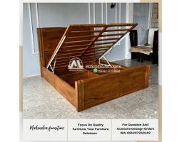 Produsen Dipan Tempat Tidur Hidrolik, Extra Penyimpanan Luas, Kayu Jati - Jakarta Barat