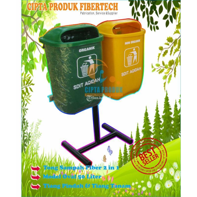 Tempat Sampah 2 Pilah Oval Hijau Kuning - Bekasi Kota