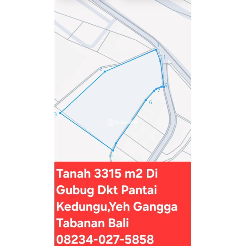 Dijual Tanah, Luas 3315m2, SHM, Dekat Pantai Yeh Gangga, Kedungu, Tabanan - Bali