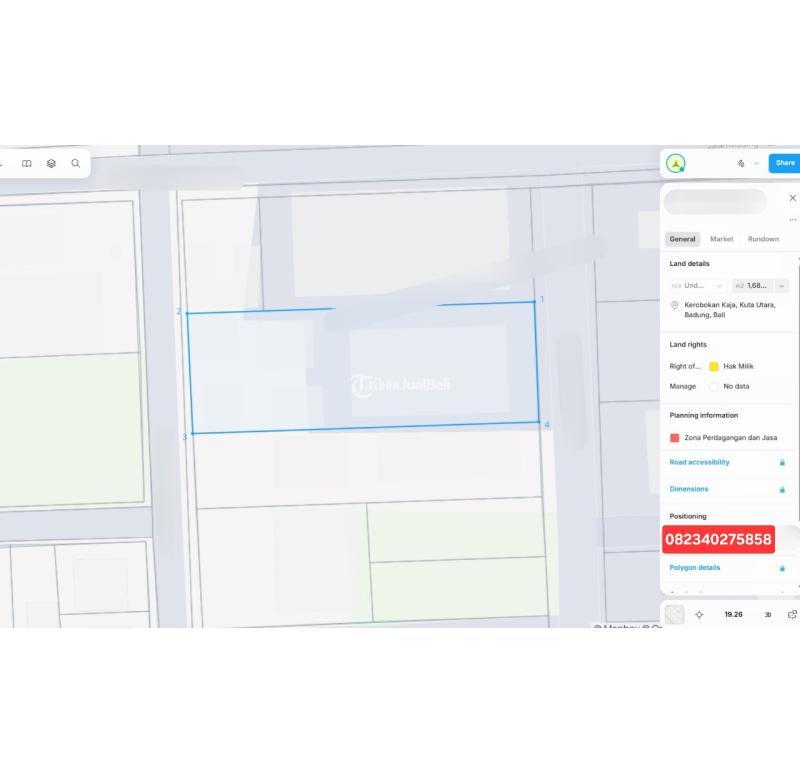Dijual Tanah ITR Perdagangan Legalitas SHM - Badung