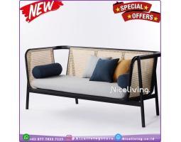 Sofa Rotan Dudukan Plus Busa Kayu Jati Kursi Santai Rotan Kursi Tamu Rotan - Jepara