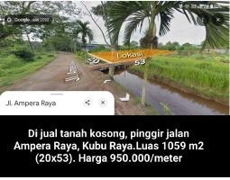 Dijual Tanah Kosong, Pinggir Jalan Ampera Raya Luas 1059 m2 20x53 - Kubu Raya 