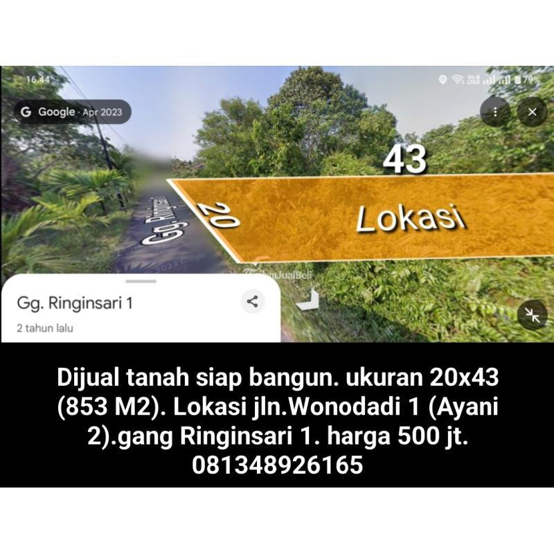 Dijual Tanah Siap Bangun, Luas 853m2, Shm, Ukuran 20x43, Lokasi Jln.Wonodadi 1, Ayani 2, Kubu Raya - Kalimantan Barat