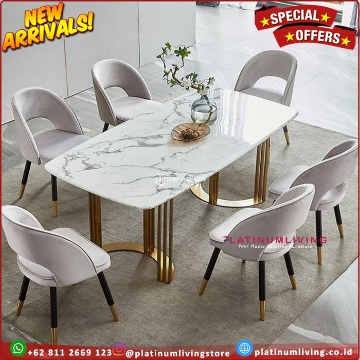 Meja Makan Top Marmer Kaki Besi Terlaris Meja Makan Marmer Rangka Besi Furniture - Karangasem