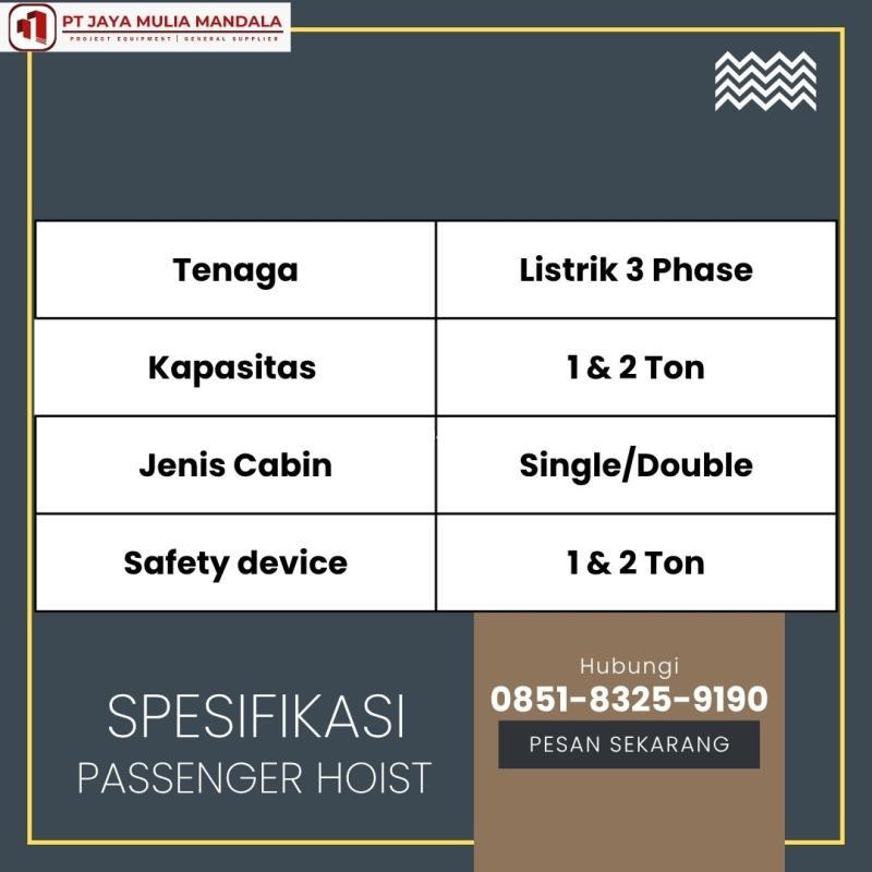Sewa Passenger Hoist Solusi Angkut Penumpang Aman Efisien - Tabanan
