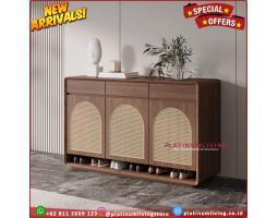 Rak Sepatu Retro Pintu Rotan Terbaru - Jepara 