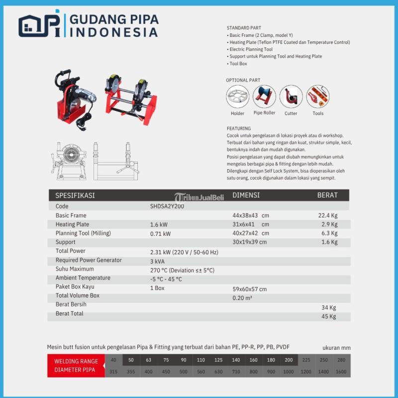 Mesin las pipa hdpe hydraulic 6 inch - Butt Fusion SHD 160 - Jakarta Timur