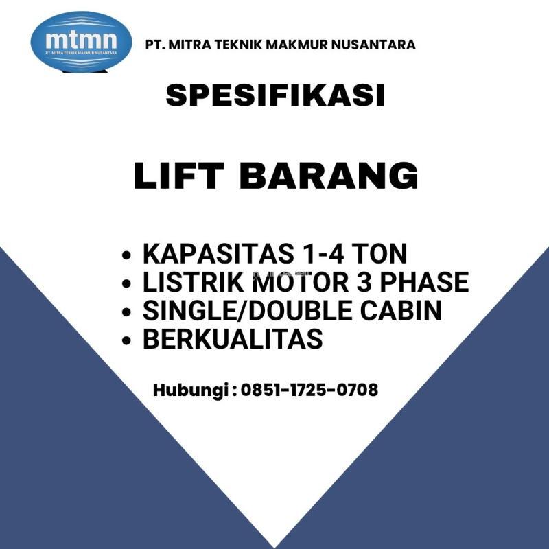 Sewa Lift Barang Proyek Kapasitas Hingga 4 Ton - Tangerang Selatan