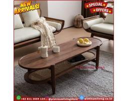 Meja Tamu Oval Kayu Jati Ambalan - Jepara 