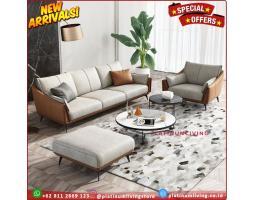 Set Sofa Kaki Besi Kursi Sofa Tamu Meja Top Marmer - Jepara 