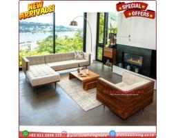 Set Sofa Sudut Kayu Jati Jok Tebal Kursi Tamu Furniture Jepara Furniture - Jepara
