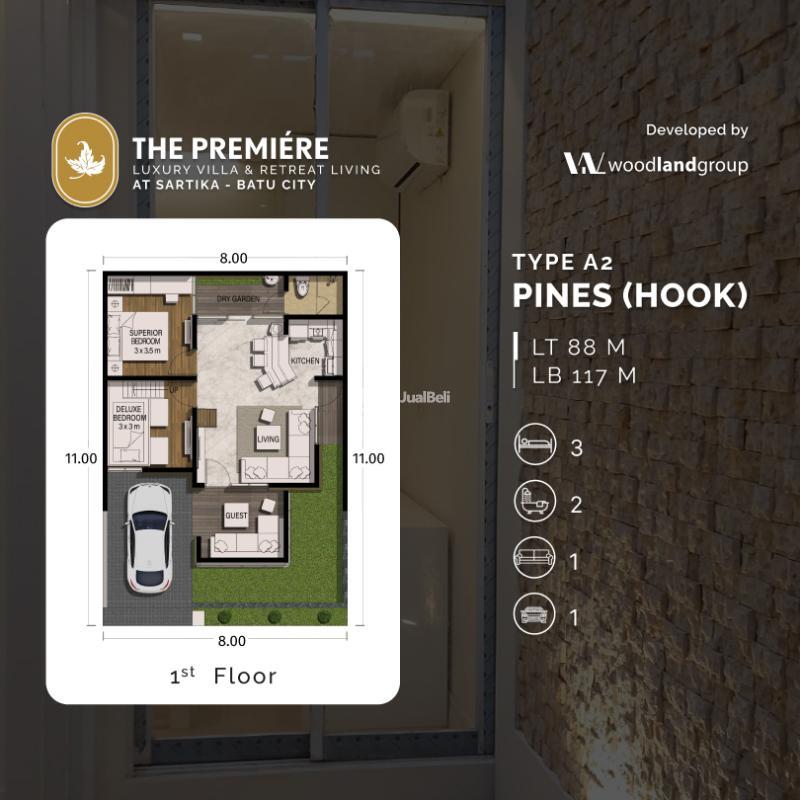 Dijual Villa Dekat Jatim Park 2 di Kota Batu, The Premiere at Sartika Tipe 117 - Batu