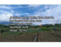 Jual Tanah 2150 m2 Jl Sultan Hasan Halim Wisata Kota Batu - Batu