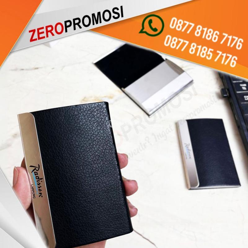 Tempat Kartu Nama Stainless Kombinasi Kulit - Tangerang