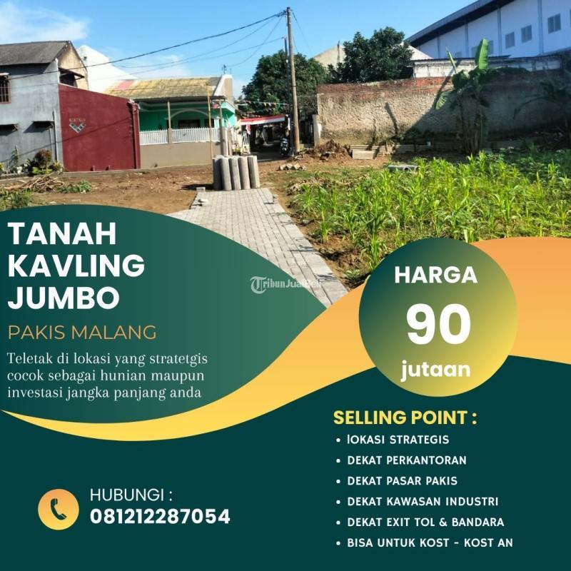 Jual Tanah 75 m2 Kavling Jumbo Murah Dekat Exit Tol Pakis Harga 95 Juta - Malang