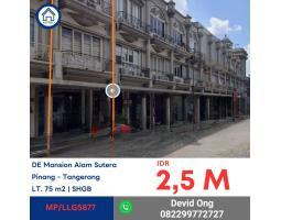 Dijual Lelang Ruko De Mansion Luas 215m2 Murah - Tangerang Kota