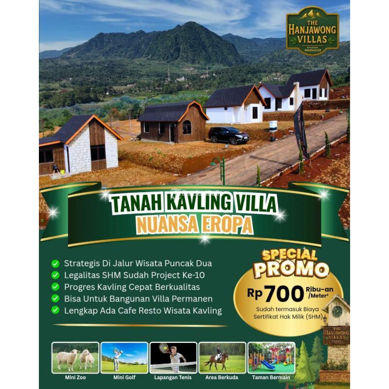 Dijual Tanah Kavling, Luas 100m2, Shm, Legalitas Shm, View Pegunungan, Jalur Puncak 2, The Hanjawong Villas - Jakarta Timur