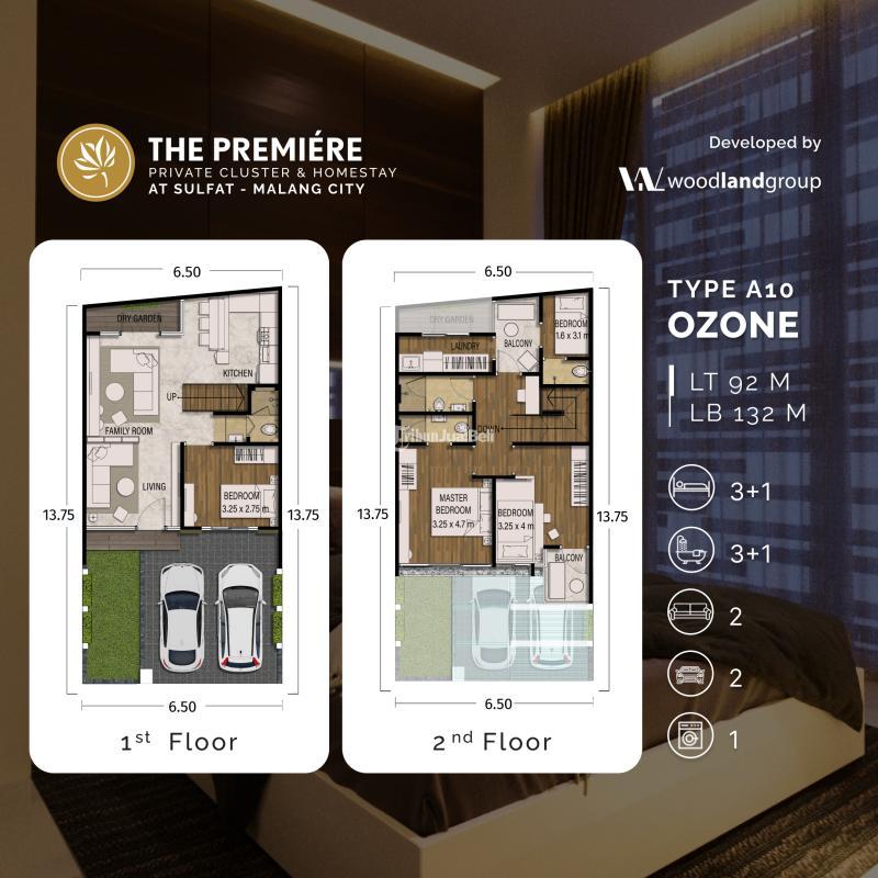 Dijual Rumah, LT. 92m2, LB. 132m2, SHM, Fully Furnished, Dekat Persada Hospital, The Premiere at Sulfat - Malang