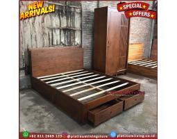 Produsen Tempat Tidur Jati Laci 2, Dipan Jati Jepara 2 Laci, Niceliving Furniture - Jepara