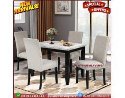Produsen Meja Makan Marmer Putih 4 Kursi , Niceliving Furniture - Jepara
