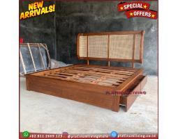Produsen Tempat Tidur Jati Minimalis Kombinasi Rotan, Dipan Laci Minimalis, Niceliving Furniture - Jepara