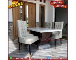 Produse Meja Makan Marmer Kursi 4, Meja Makan Marmer Putih, Niceliving Furniture - Jepara